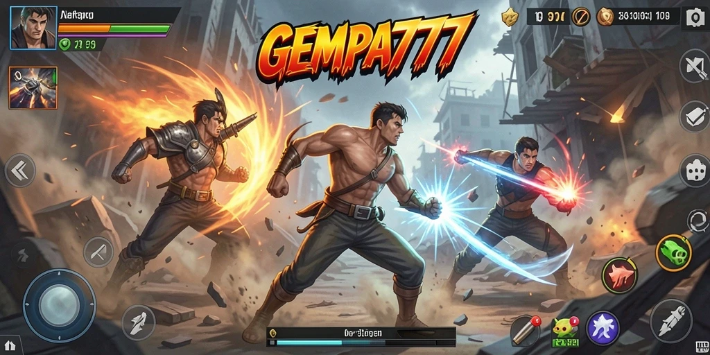 Screenshot GEMPA777 menunjukkan pertempuran seru dalam gameplay Action.