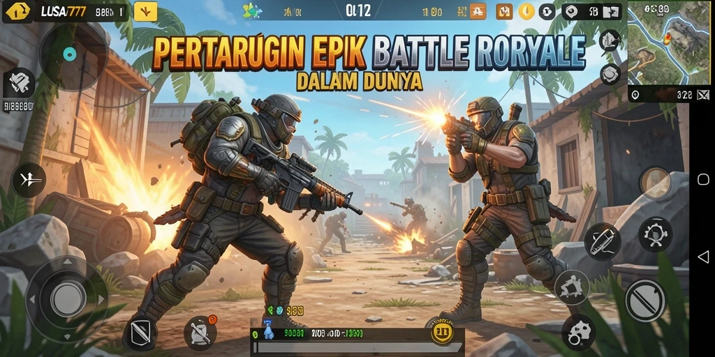 Gameplay seru dari LUSA777 dalam pertempuran Battle Royale yang mendebarkan.