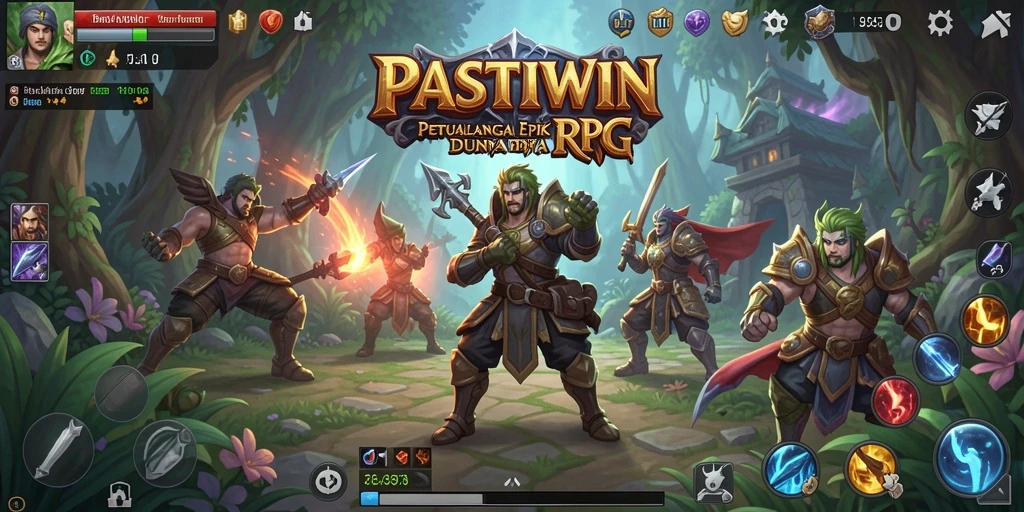 Screenshot utama PASTIWIN menampilkan aksi pertarungan yang mendebarkan di dunia RPG.