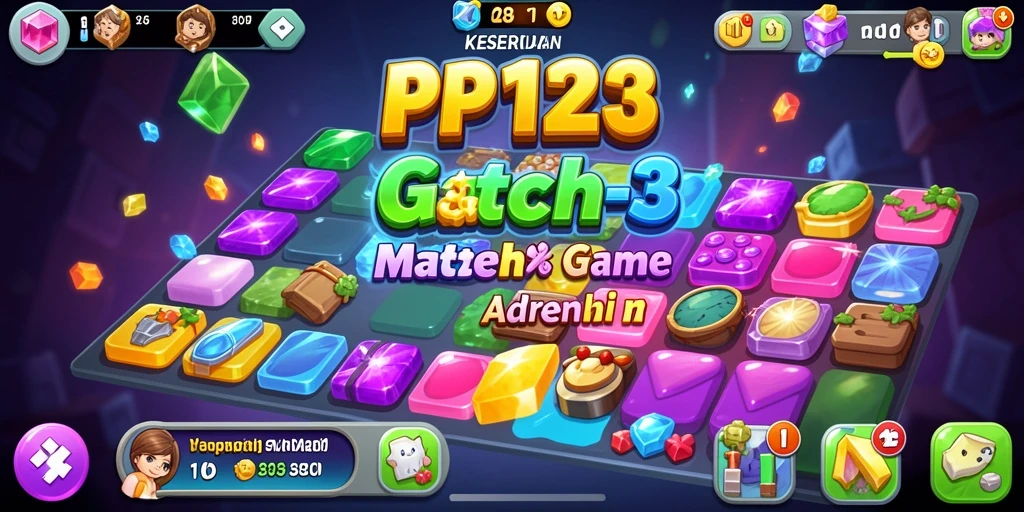 Gameplay Match-3 yang seru dan penuh warna.