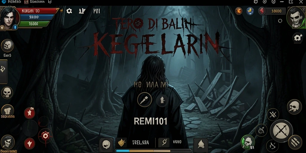 Tampilan gameplay menakutkan dengan suasana horror yang mencekam.