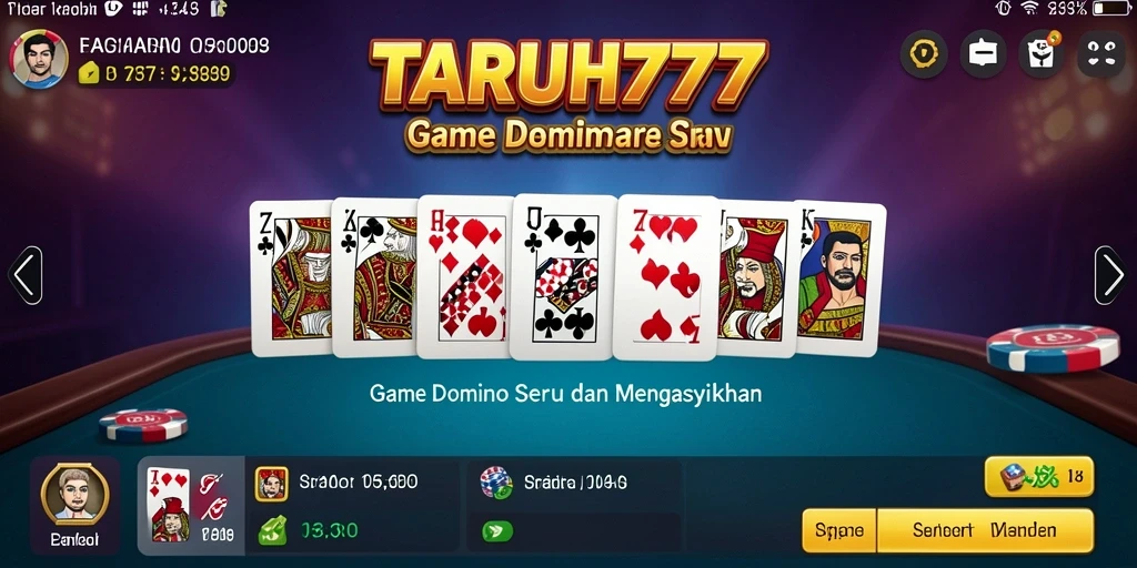 Tangkapan layar TARUH777 menampilkan gameplay Domino yang seru dan interaktif.